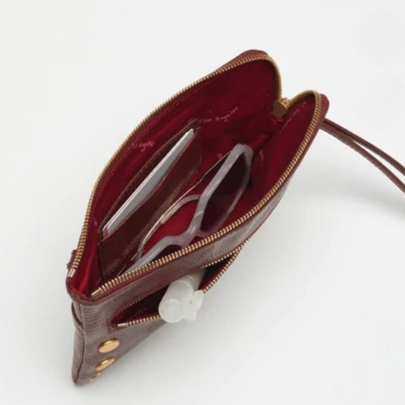 Rare Hammitt Nash Redwood Lizard Leather Clutch Wristlet Brushed Gold Hardware - Picture 2 of 15